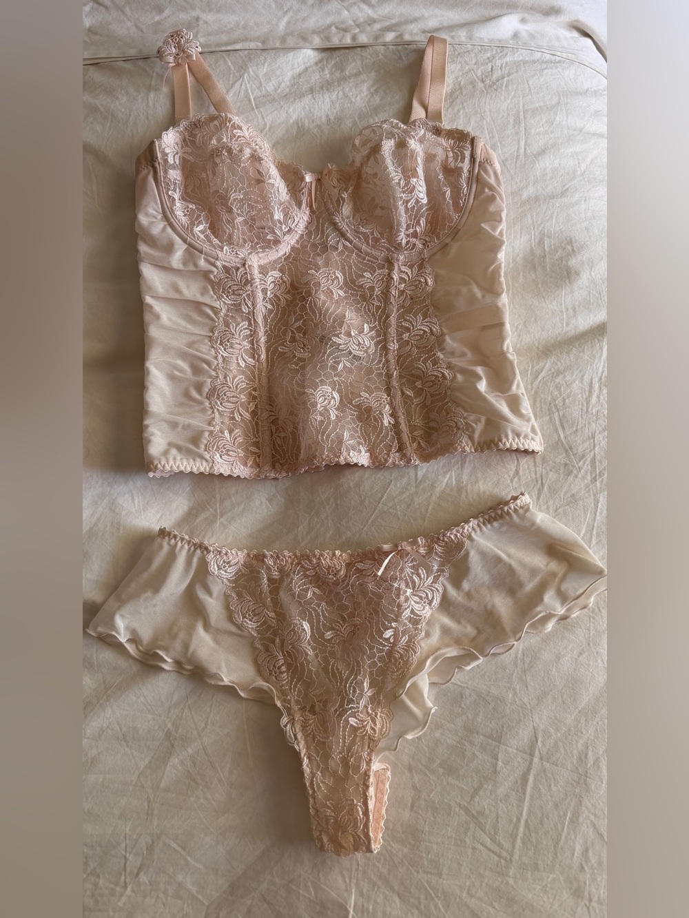 Prima Donna Blush Pink Lace Bustier with Matching Bikini